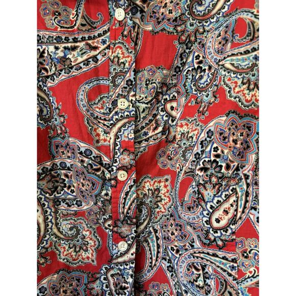 Jones Wear Women’s Red Paisley Button-Up Shirt Long Sleeve XL Boho Vintage Style - Picture 3 of 6